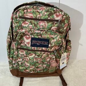 JanSport Cool Student Backpack Painterly Mushrooms Floral laptop School Bag NWT